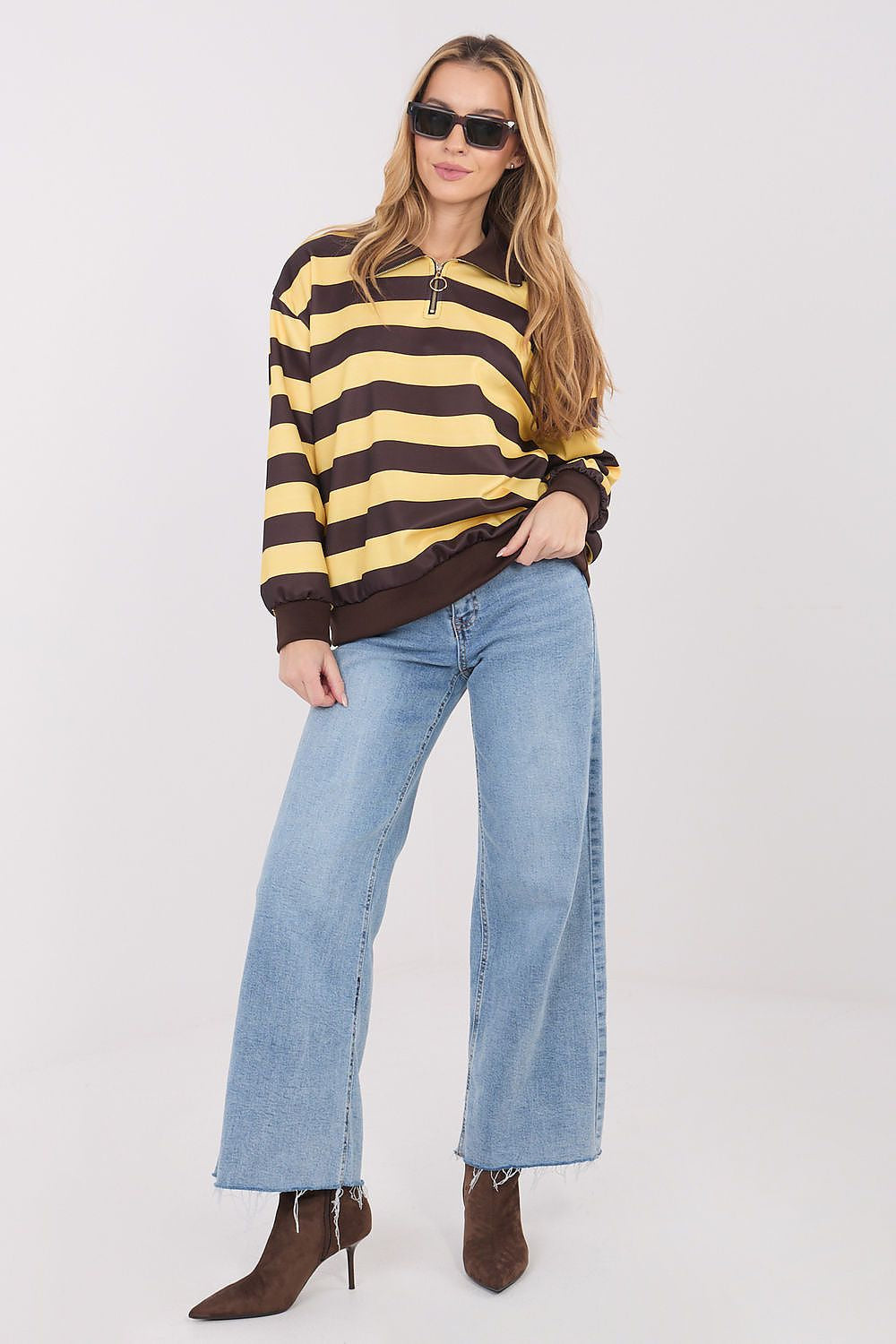 Felpa donna a righe in viscosa ed elastan - 222748