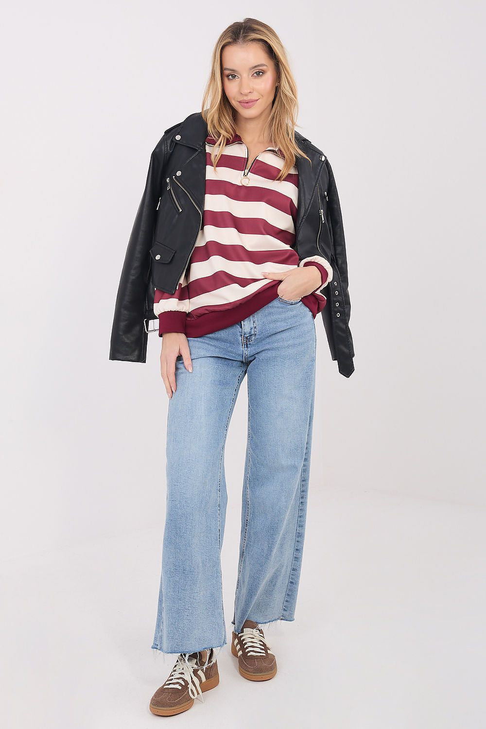 Felpa donna a righe in viscosa ed elastan - 222748