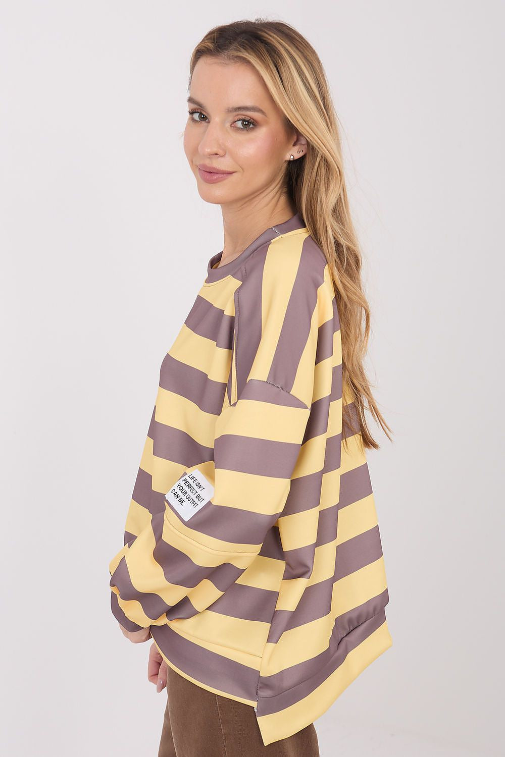 Felpa da donna in viscosa elasticizzata con design a righe