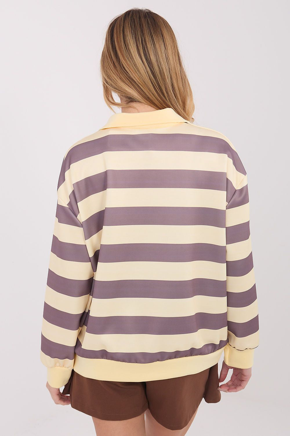 Felpa da donna in viscosa elasticizzata con motivo a righe