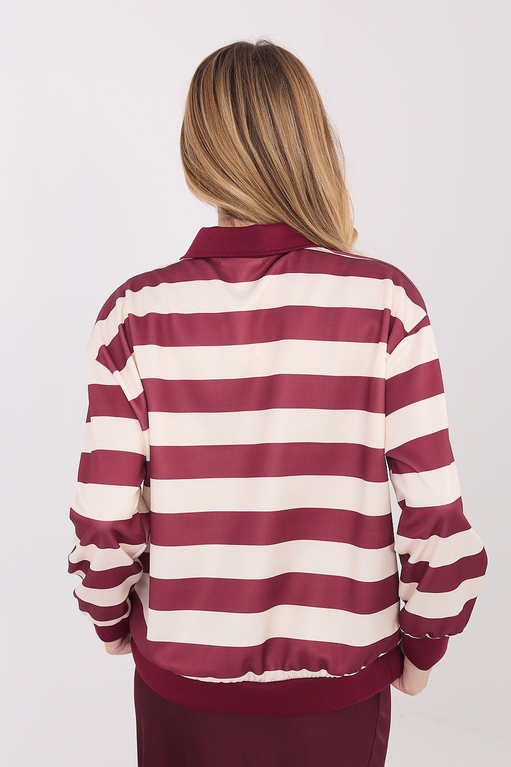 Felpa da donna in viscosa elasticizzata con motivo a righe