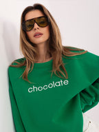 Felpa Garzata Oversize Girocollo con Ricamo in Cotone