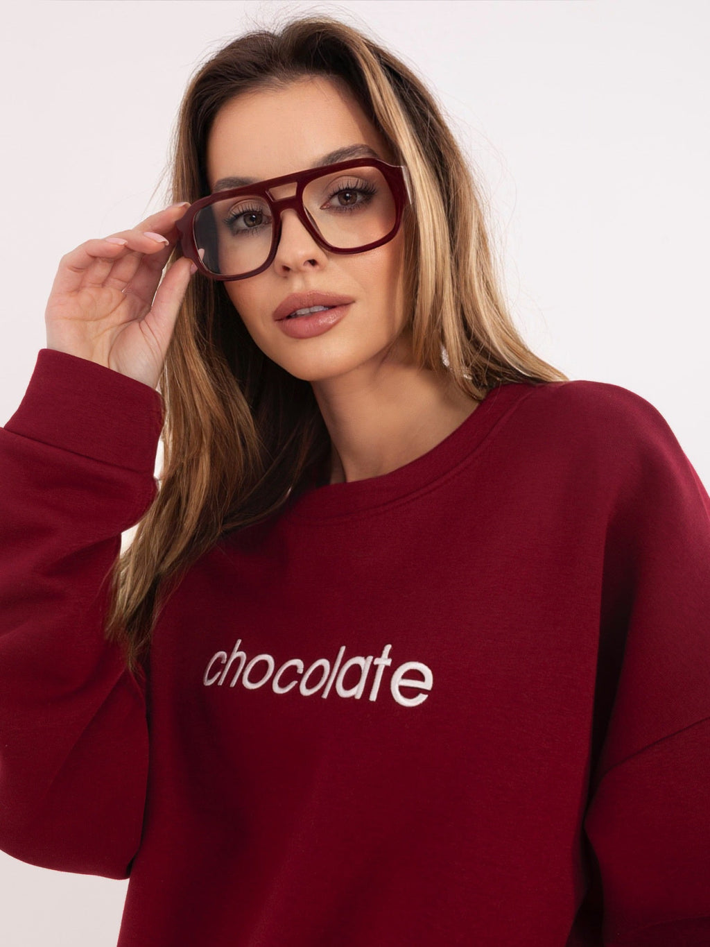 Bordeaux / ONE SIZE Felpa Garzata Oversize Girocollo