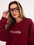 Bordeaux / ONE SIZE Felpa Garzata Oversize Girocollo