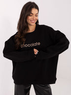 Felpa Garzata Oversize Girocollo con Ricamo in Cotone