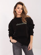 Felpa Garzata Oversize Girocollo con Ricamo in Cotone