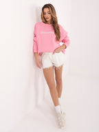 Felpa Garzata Oversize Girocollo con Ricamo in Cotone