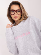 Grigio Melange / ONE SIZE Felpa Garzata Oversize Girocollo