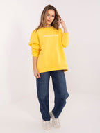 Felpa Garzata Oversize Girocollo con Ricamo in Cotone