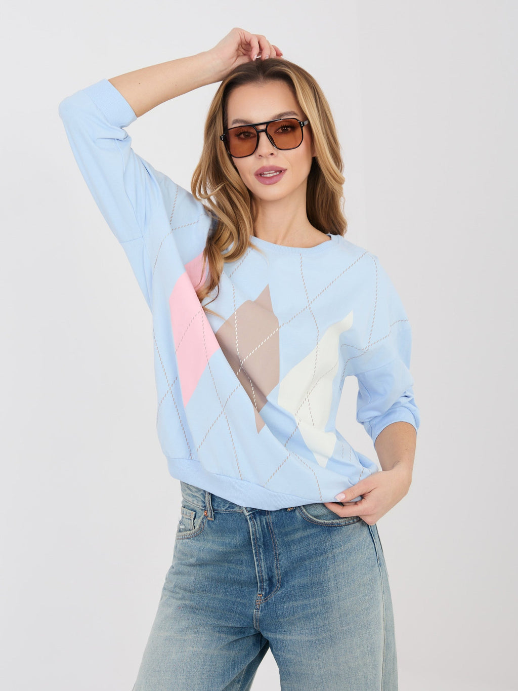 Azzurro / ONE SIZE Felpa leggera in cotone elasticizzato