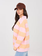 Felpa Light con Scollo a V e Motivo Strisce – Comfort Chic