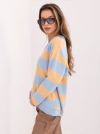 Felpa Light con Scollo a V e Motivo Strisce – Comfort Chic