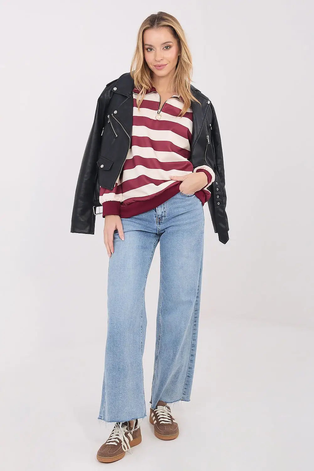 Felpa donna a righe in viscosa ed elastan - 222748