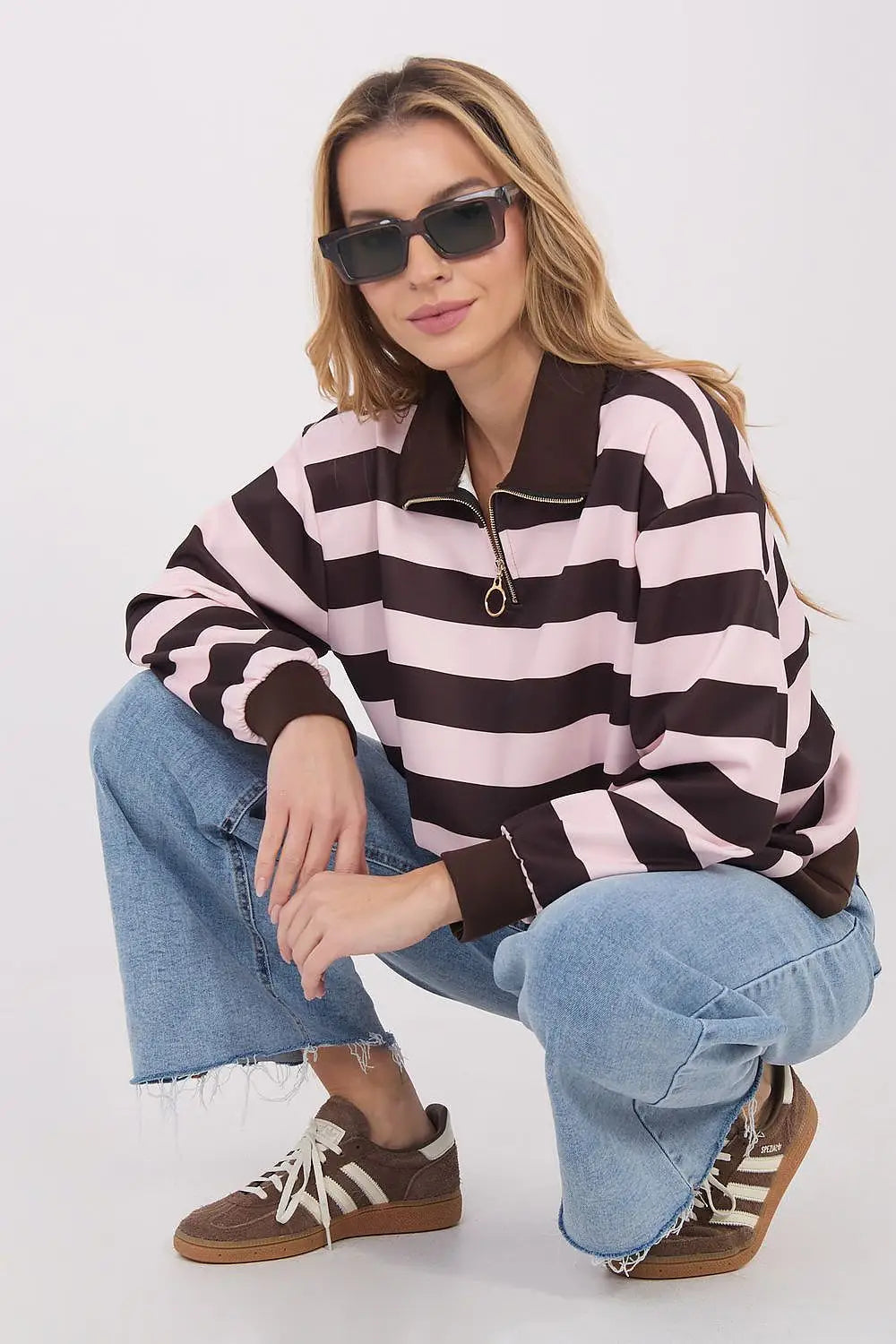 Felpa donna a righe in viscosa ed elastan - 222748