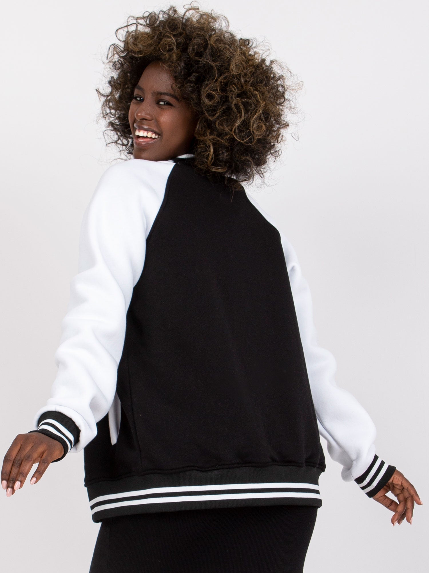 S/M / Nero Giacca Bomber Casual in Cotone (Marissa)