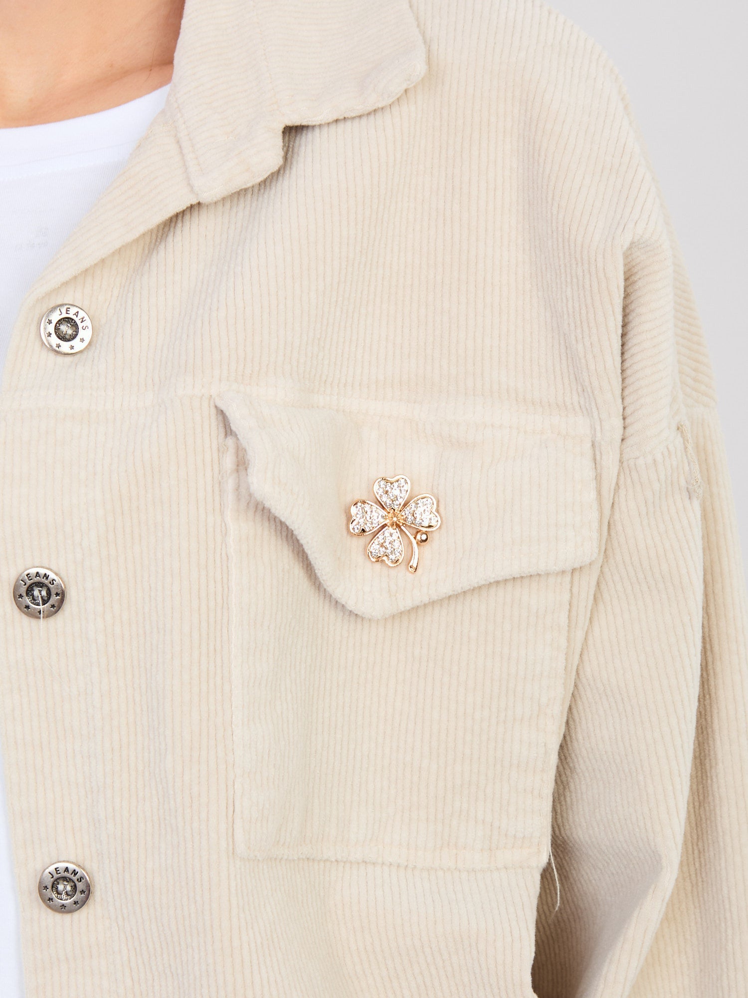 Giacca Bomber in Velluto a Coste con Spille (Hailey)