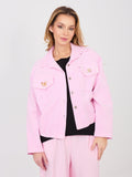 Rosa / ONE SIZE Giacca Bomber in Velluto a Coste con Spille