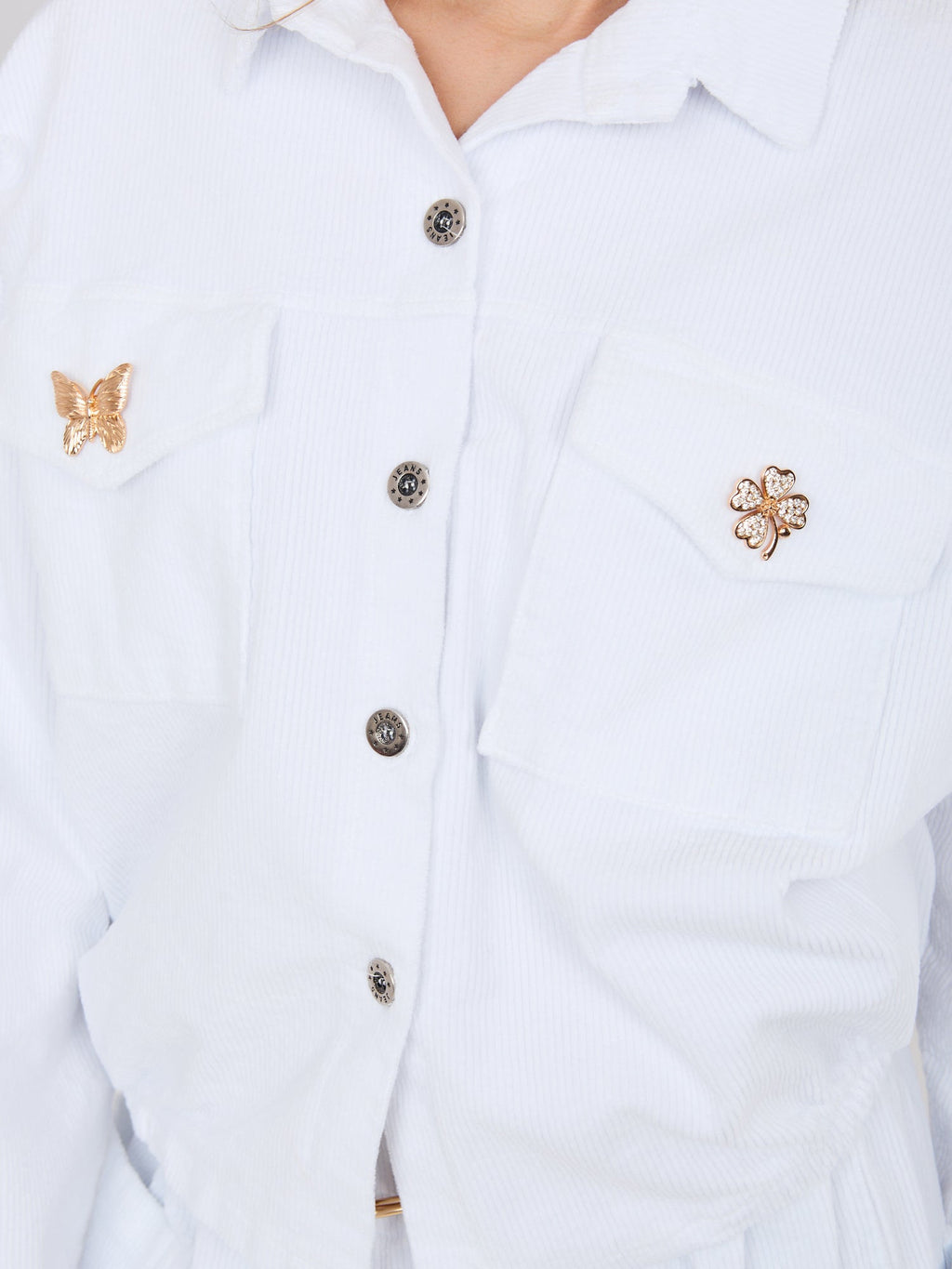 Giacca Bomber in Velluto a Coste con Spille (Hailey)