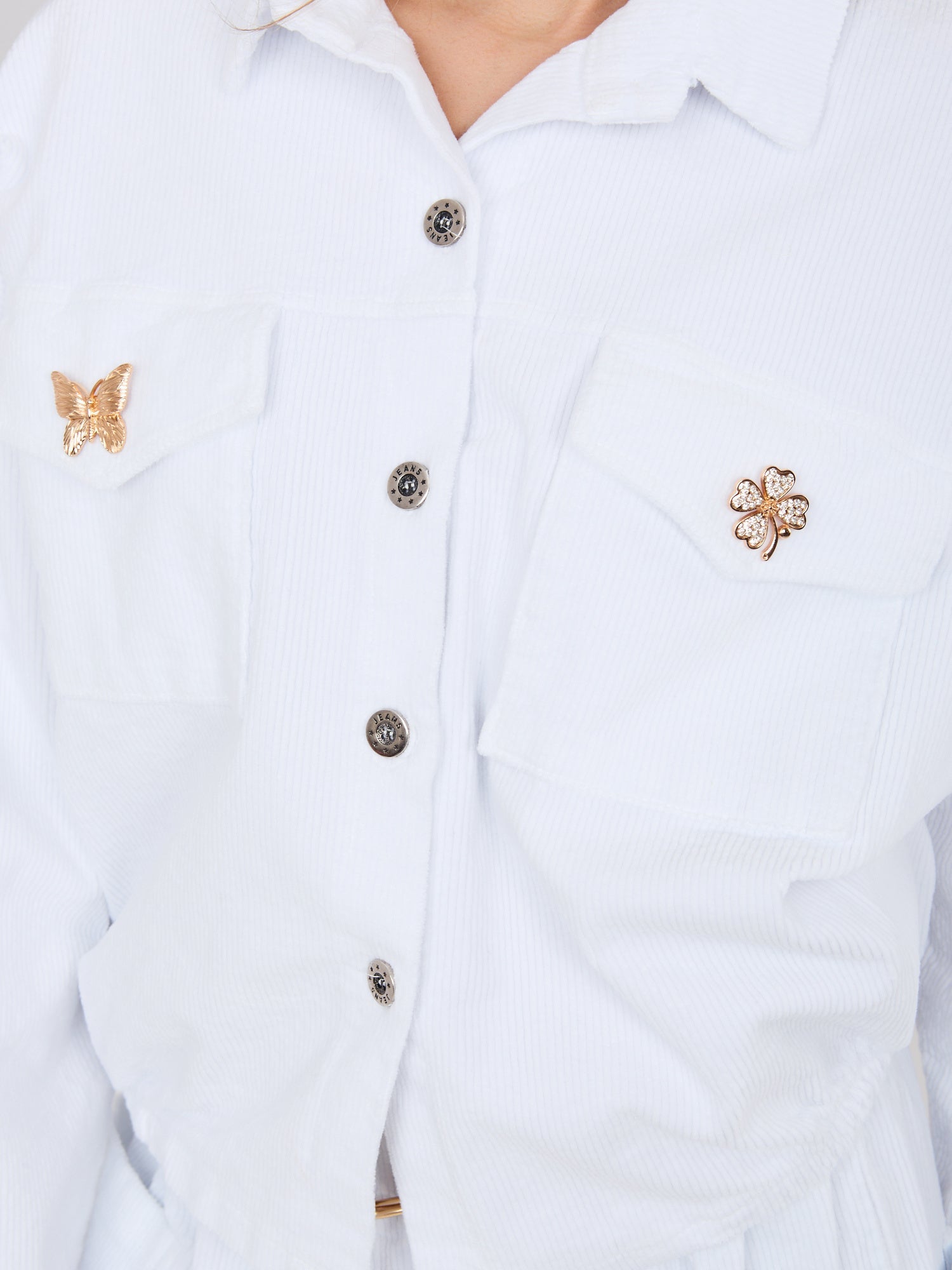 Giacca Bomber in Velluto a Coste con Spille (Hailey)