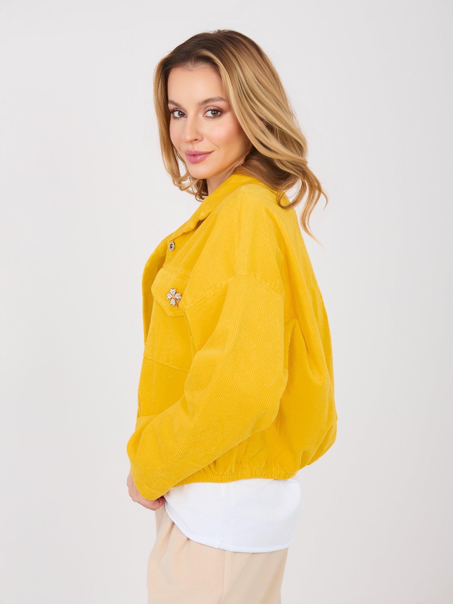 Giacca Bomber in Velluto a Coste con Spille (Hailey)