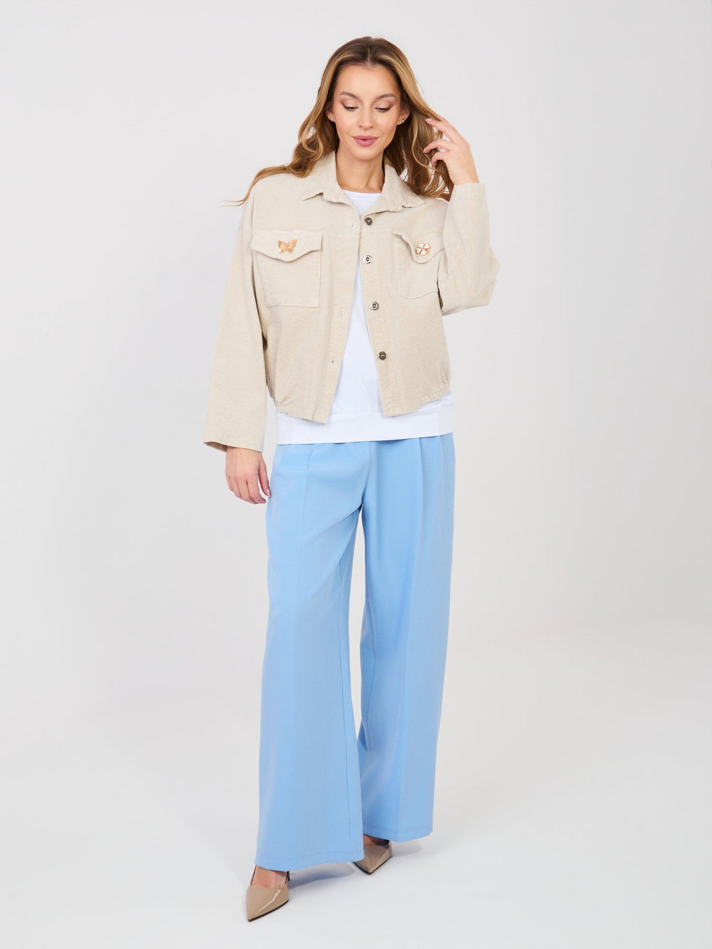 Giacca Bomber in Velluto a Coste con Spille (Hailey)