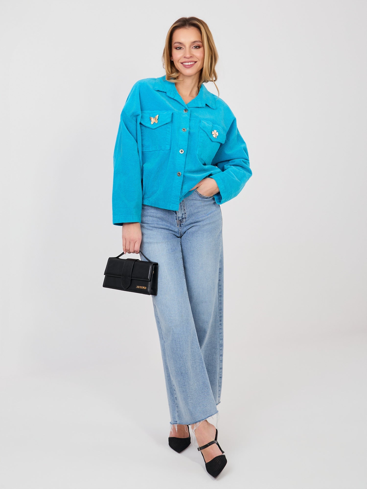 Giacca Bomber in Velluto a Coste con Spille (Hailey)