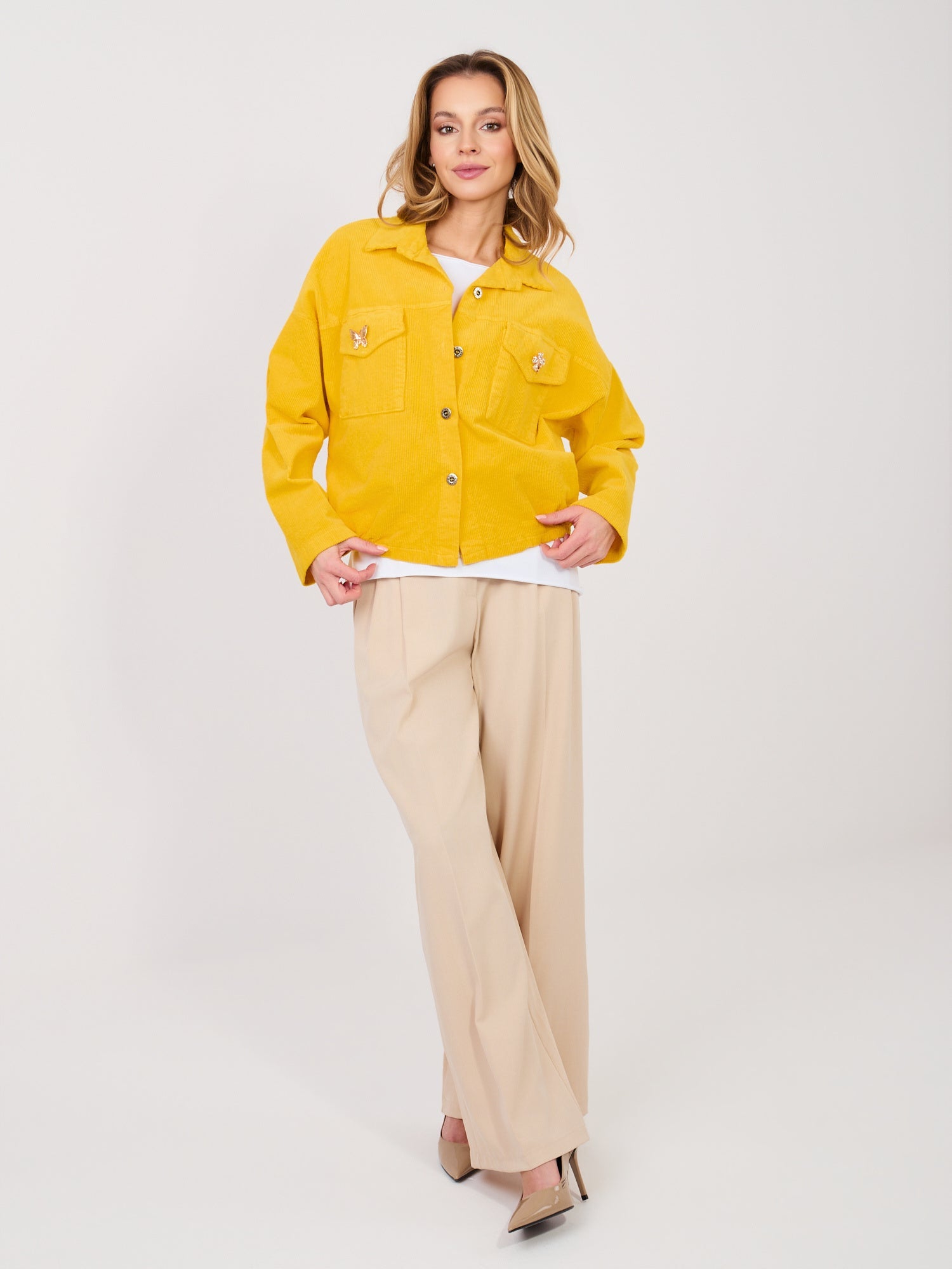 Giacca Bomber in Velluto a Coste con Spille (Hailey)