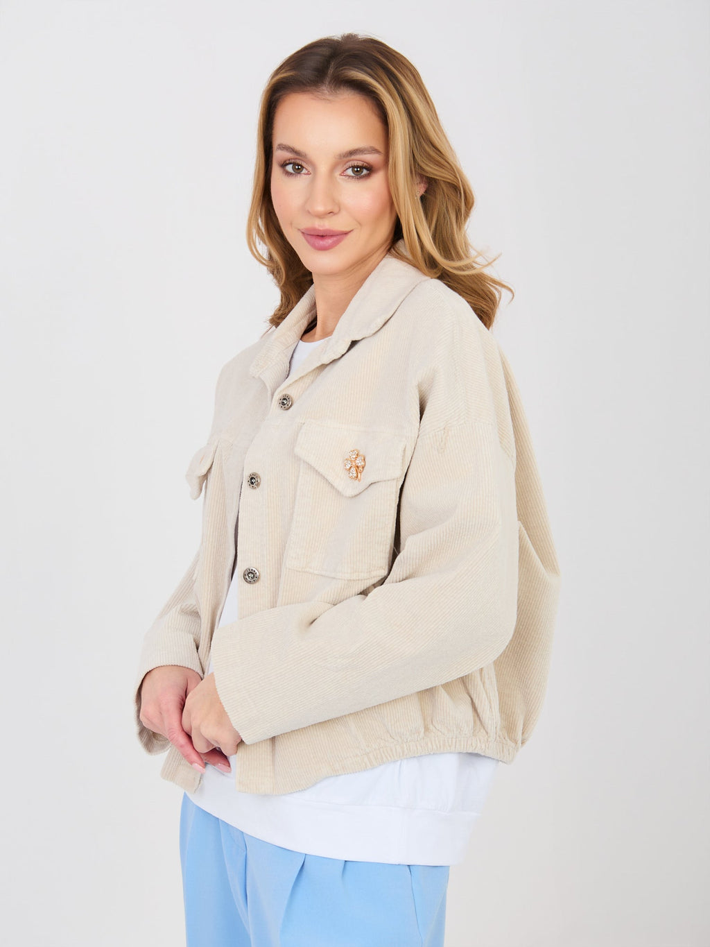 Giacca Bomber in Velluto a Coste con Spille (Hailey)