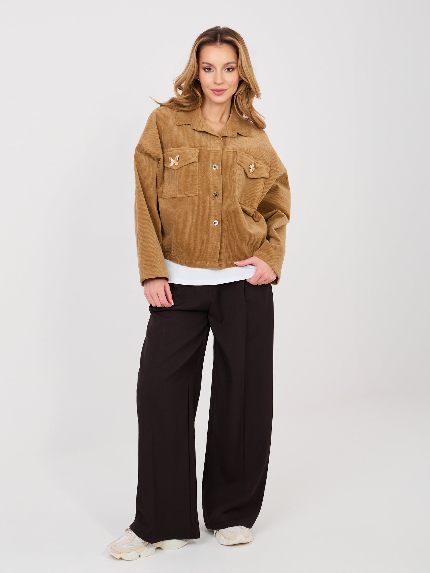 Giacca Bomber in Velluto a Coste con Spille (Hailey)