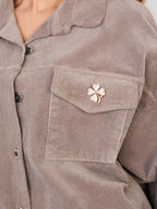 Giacca Bomber in Velluto a Coste con Spille (Hailey)