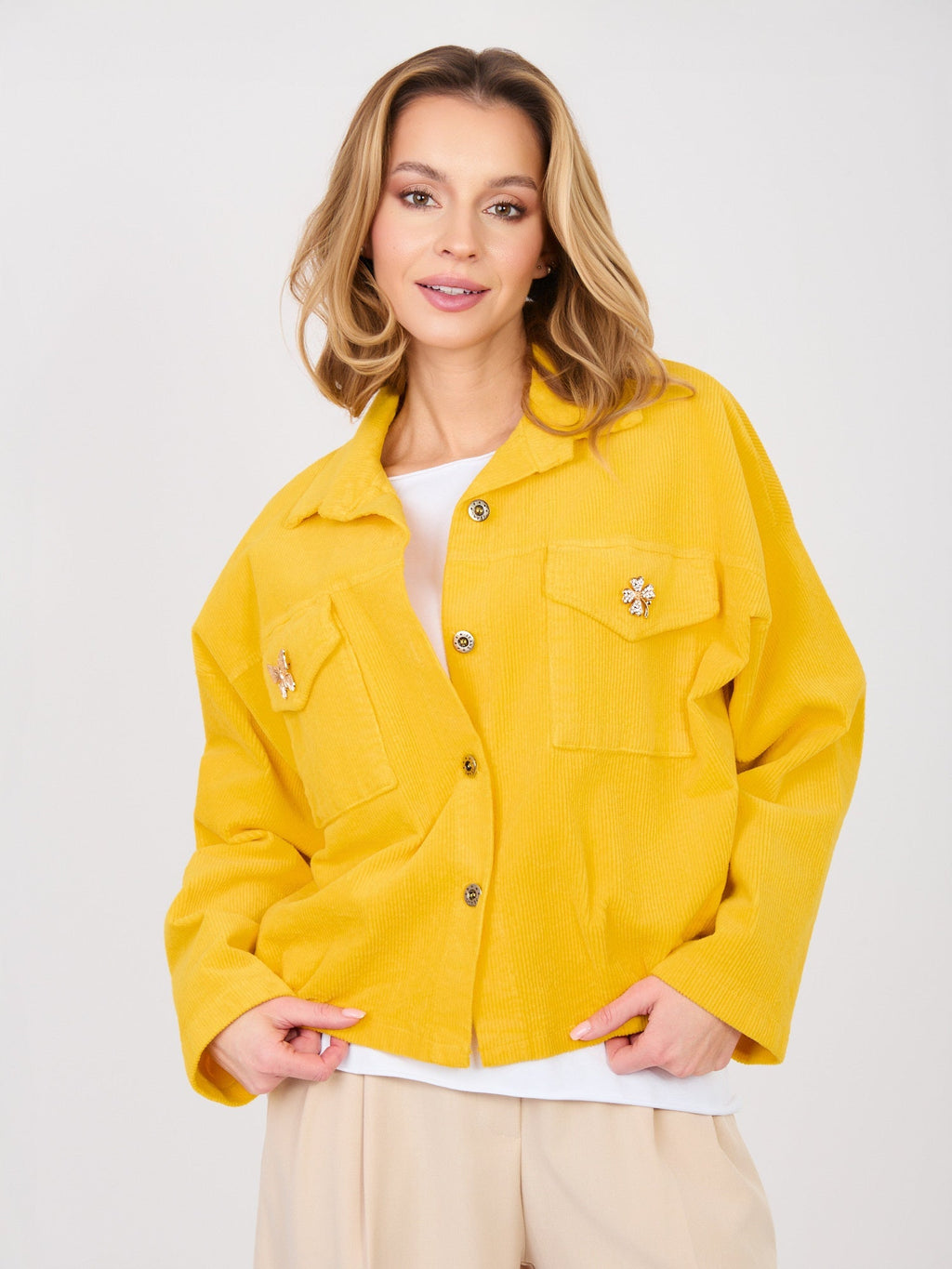 Giallo / ONE SIZE Giacca Bomber in Velluto a Coste