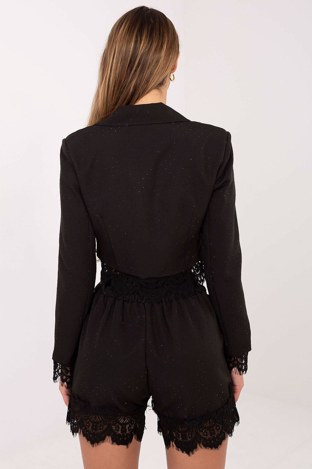 Giacca corta da donna con piccoli strass e pizzo - 222172