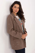 Giacca da donna con borchie brillanti sul davanti