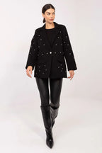 Giacca da donna con borchie brillanti sul davanti