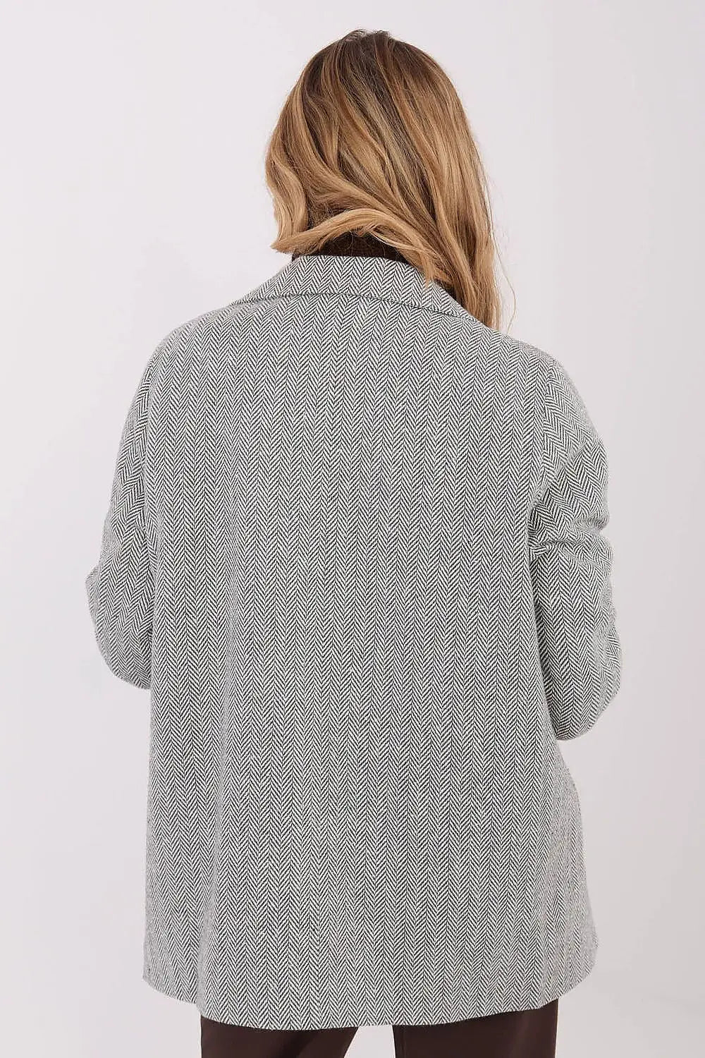 Giacca da donna in misto cashmere con motivo a spina