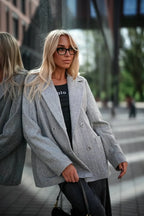 Giacca da donna in misto cashmere con motivo a spina