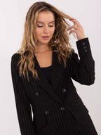 Nero / S/M Giacca da donna gessata doppiopetto - 221433