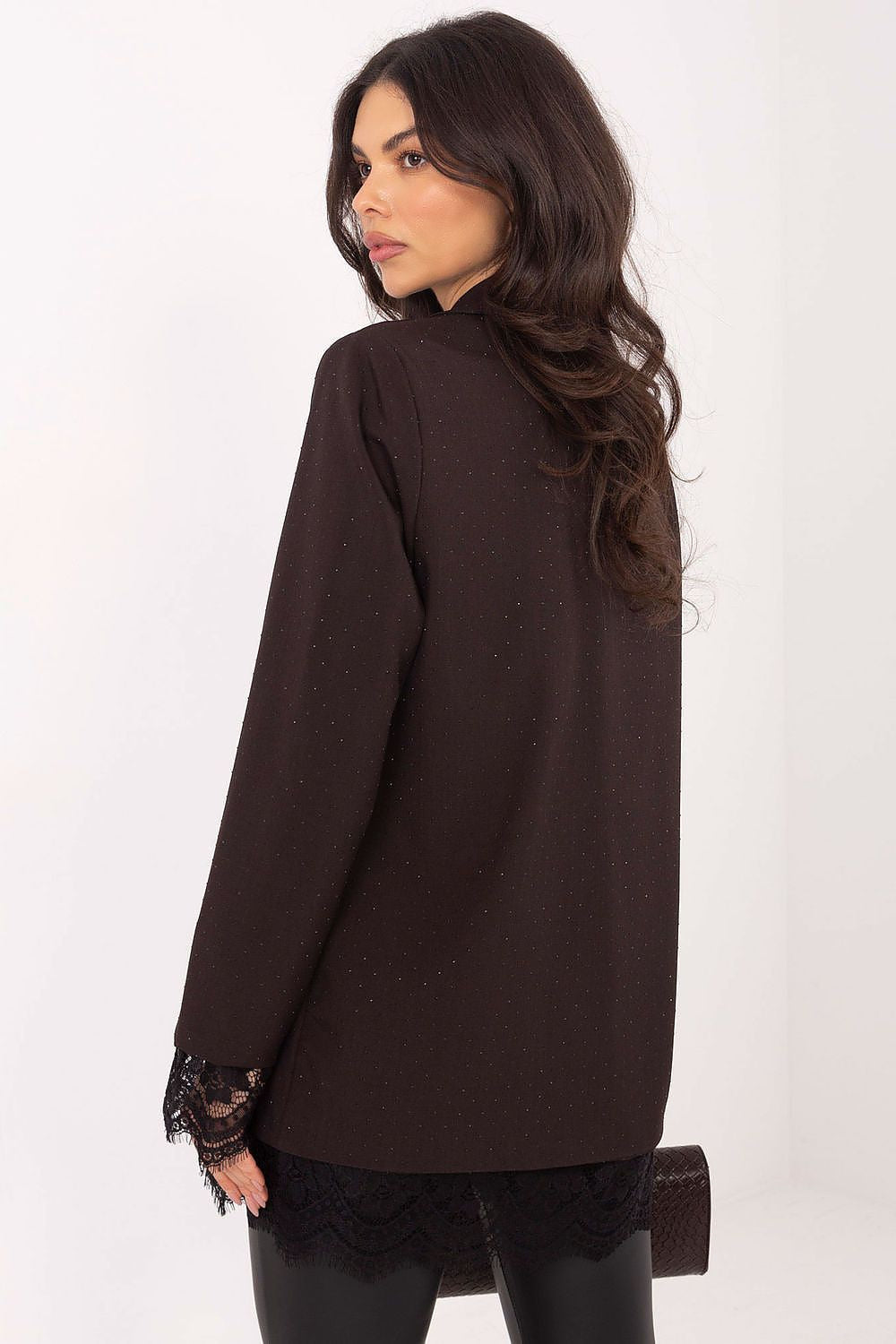 Giacca elegante da donna con dettagli in pizzo e paillettes