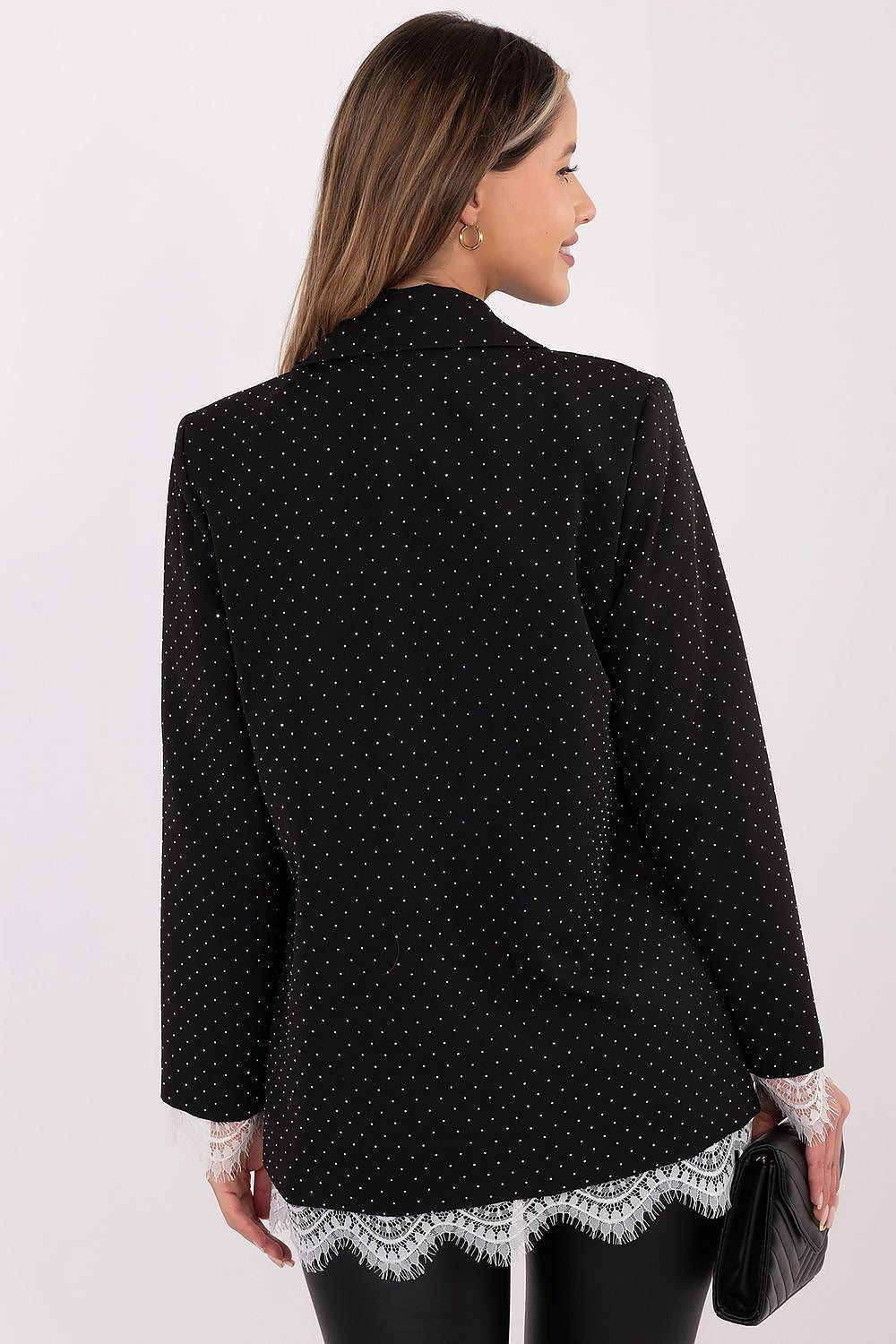 Giacca elegante da donna con dettagli in strass e pizzo