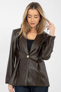 Marrone / S/M Giacca elegante in ecopelle - LORY - 223811