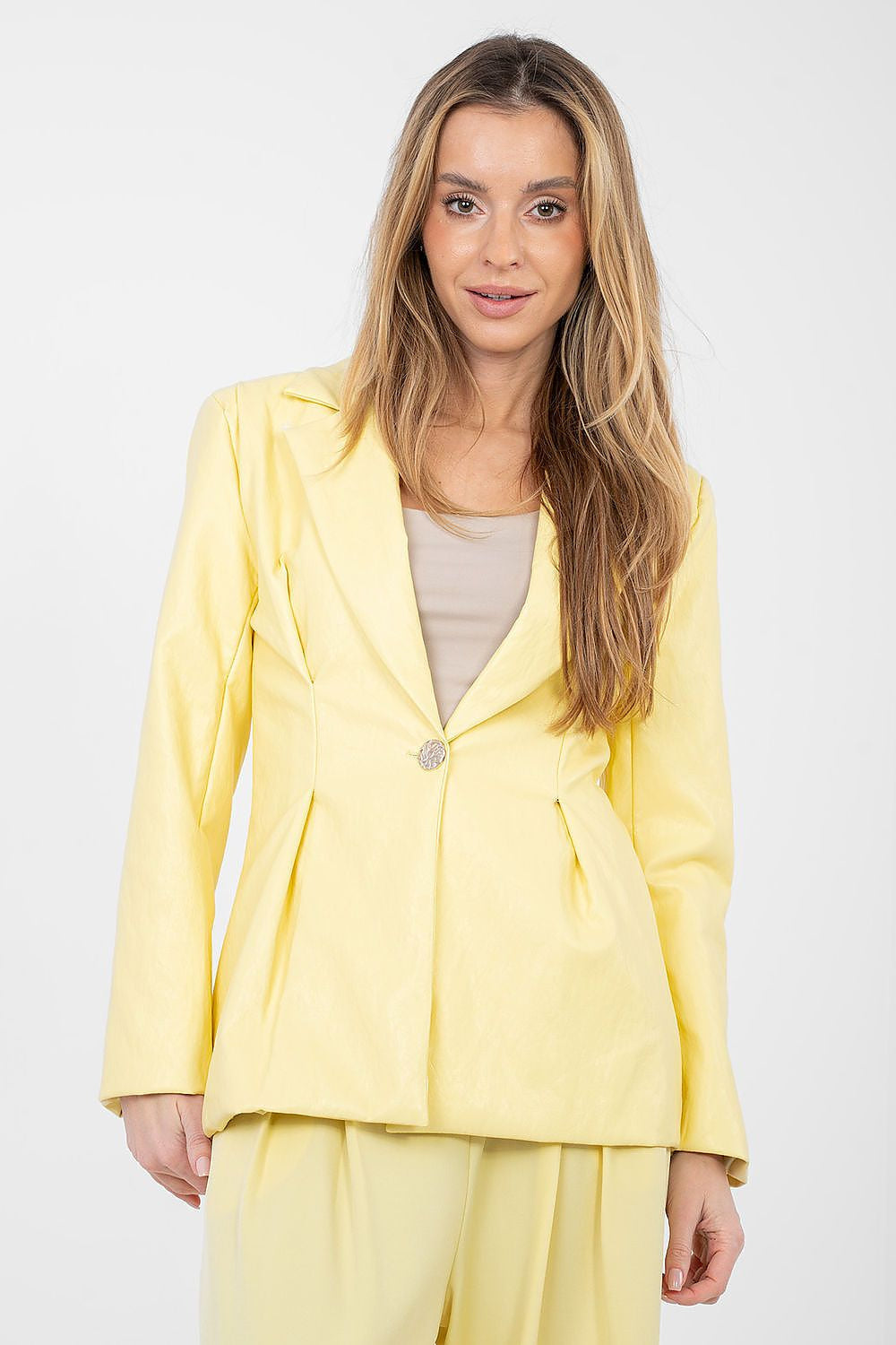 Giallo / S/M Giacca elegante in ecopelle - LORY - 223811