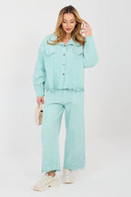 Verde / Universale Giacca di jeans donna in cotone alta