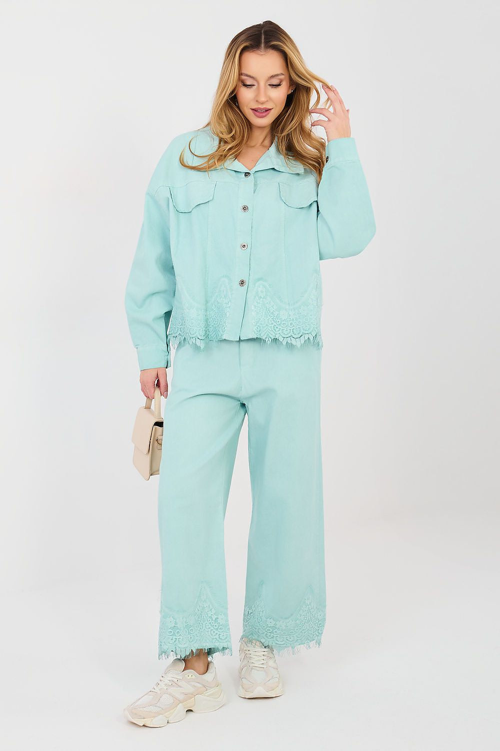 Verde / Universale Giacca di jeans donna in cotone alta