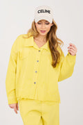 Giallo / Universale Giacca di jeans donna in cotone alta