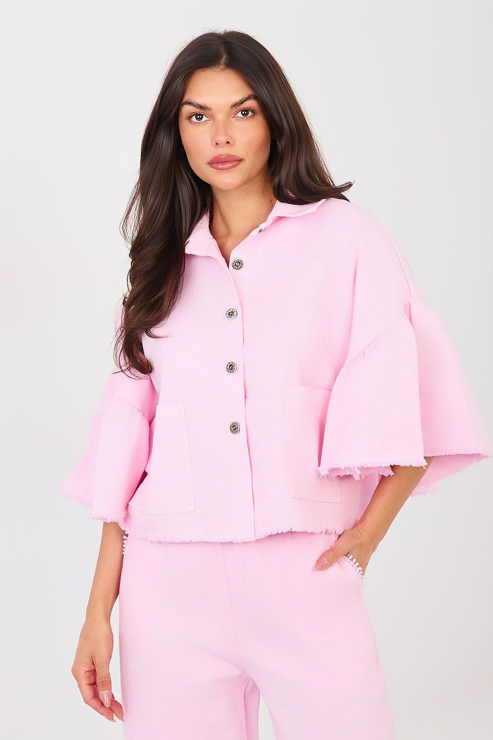 Rosa / Universale Giacca di jeans manica 3/4 - lDA - 223630