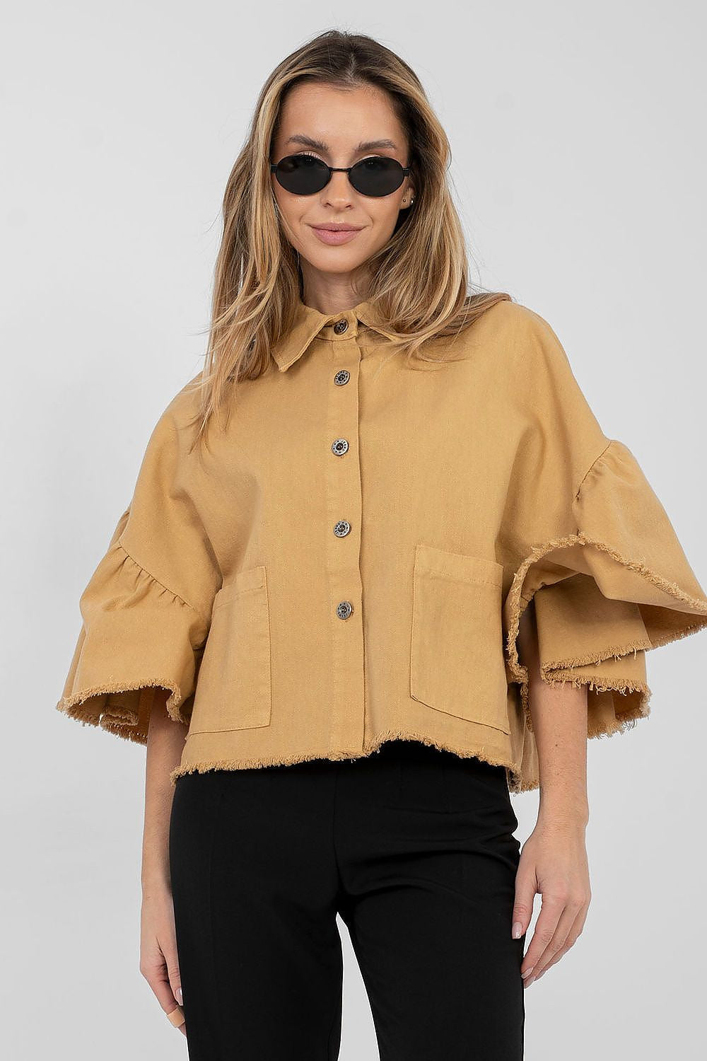 Marrone / Universale Giacca di jeans manica 3/4 - lDA