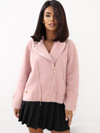 Taglia unica / Rosa Giacca in Misto Lana e Angora