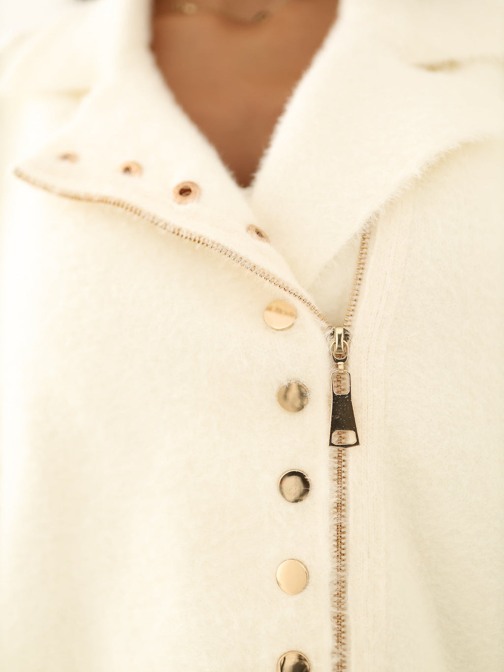 Giacca Stile Alpaca in Misto Lana e Angora con Colletto Zip