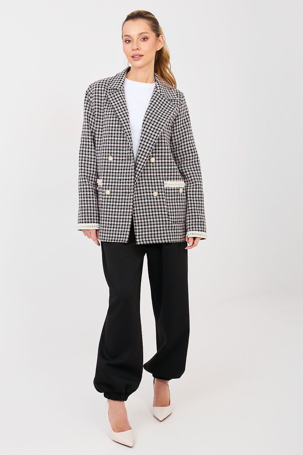 Giacca tweed in cotone di alta qualità con doppio petto