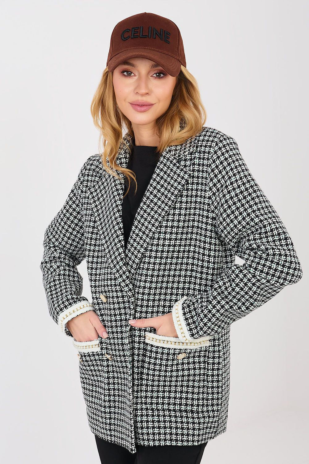 nero 3 / S Giacca tweed in cotone di alta qualità